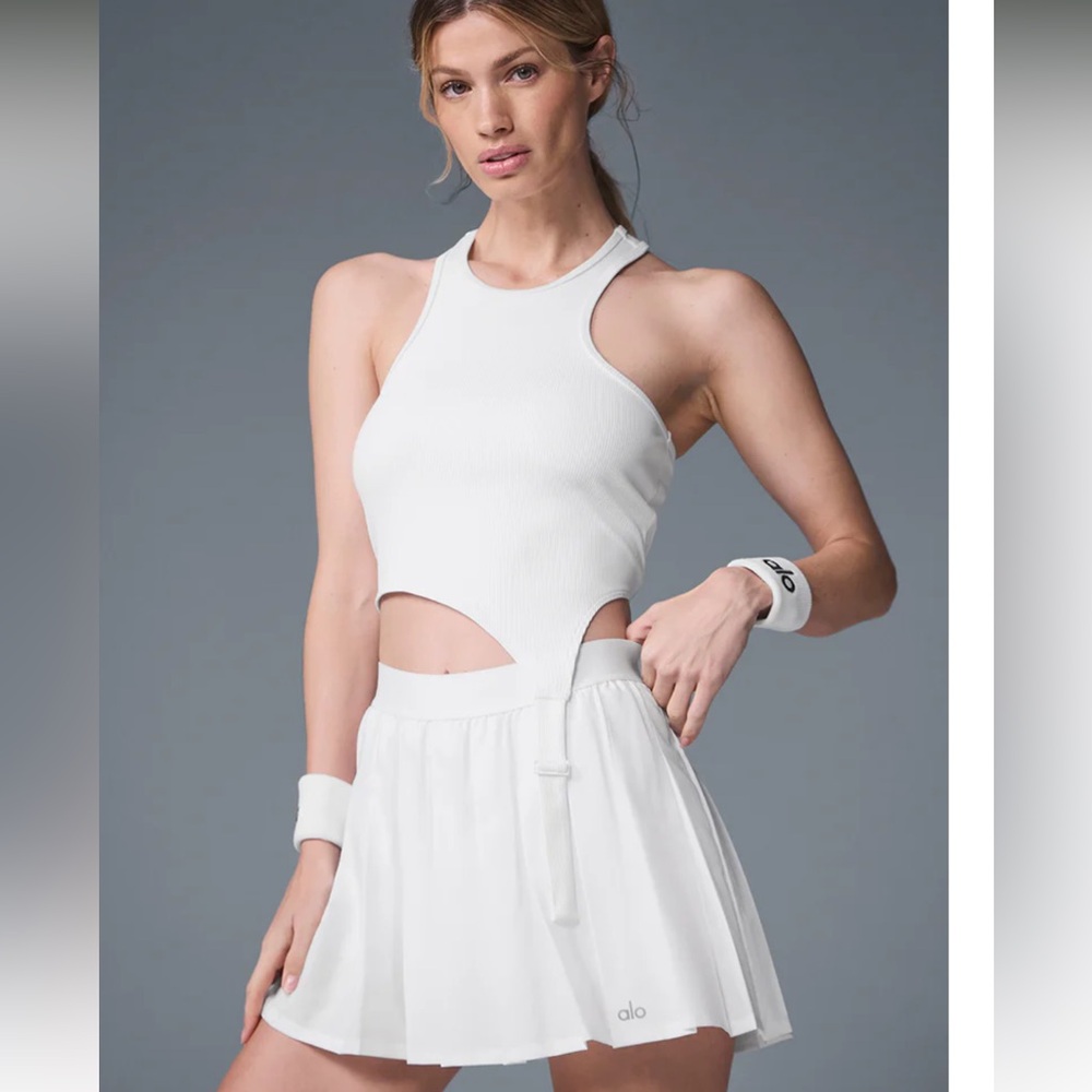 ALO Yoga White Skater Mini Skirt